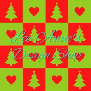Seamless pattern, Christmas seamless, Christmas tree seamless, Christmas hearts seamless, hearts seamless, hearts and trees seamless