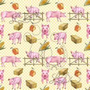 Seamless pattern, Pig seamless, Farm animals seamless, barn seamless, pig pattern, farm animals pattern, watercolor pigs