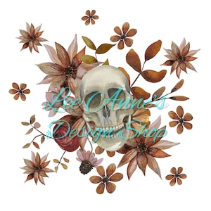 skulls sublimation, skull png, fall floral sublimation, skulls fall png, Watercolor skull, floral skulls