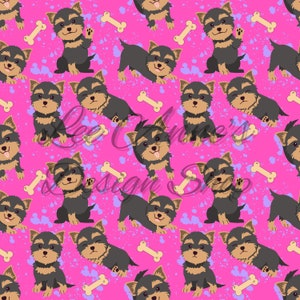 Seamless pattern, Yorkie seamless pattern, Yorkshire terrier seamless, yorkies puppy, dog pattern, dog seamless, pink dog, dog girly