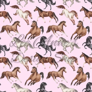 Seamless pattern, Horses seamless, Equestrian seamless, horse pattern, horse watercolor, pink horse