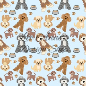 seamless pattern, dog seamless, labradoodles seamless, doodle dog, paw prints, dog breeds, labradoodle, goldendoodles