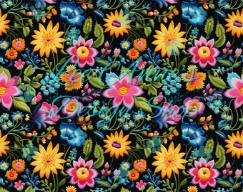 Seamless pattern, embroidery seamless, neon floral, floral seamless, spring floral seamless, embroidery floral seamless, tulips seamless