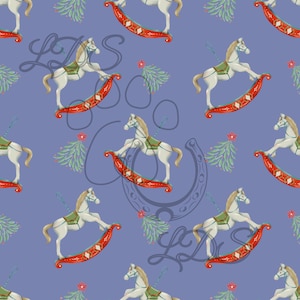 Seamless pattern, Christmas seamless, Rocking horse seamless, Christmas ornament, Christmas horse, Christmas tree, horse seamless