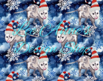 Seamless pattern, Possum seamless, Christmas seamless, possum Christmas seamless,  opossum seamless, watercolor possum