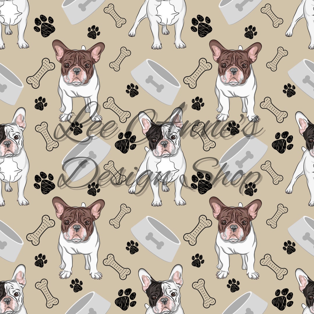 Seamless Pattern, Dogs Seamless Pattern, French Bulldog, Frenchie ...