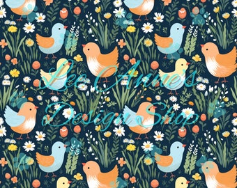 Seamless pattern, easter seamless, chickens seamless, chicks seamless, Easter eggs seamless, hens seamless, easter baby chicks