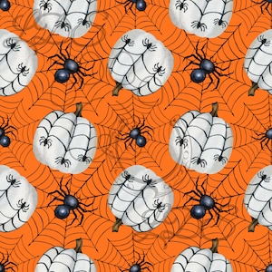 Seamless pattern,  Pumpkins and spiders pattern, halloween seamless pattern, Watercolor halloween, spiders seamless, spiderwebs seamless