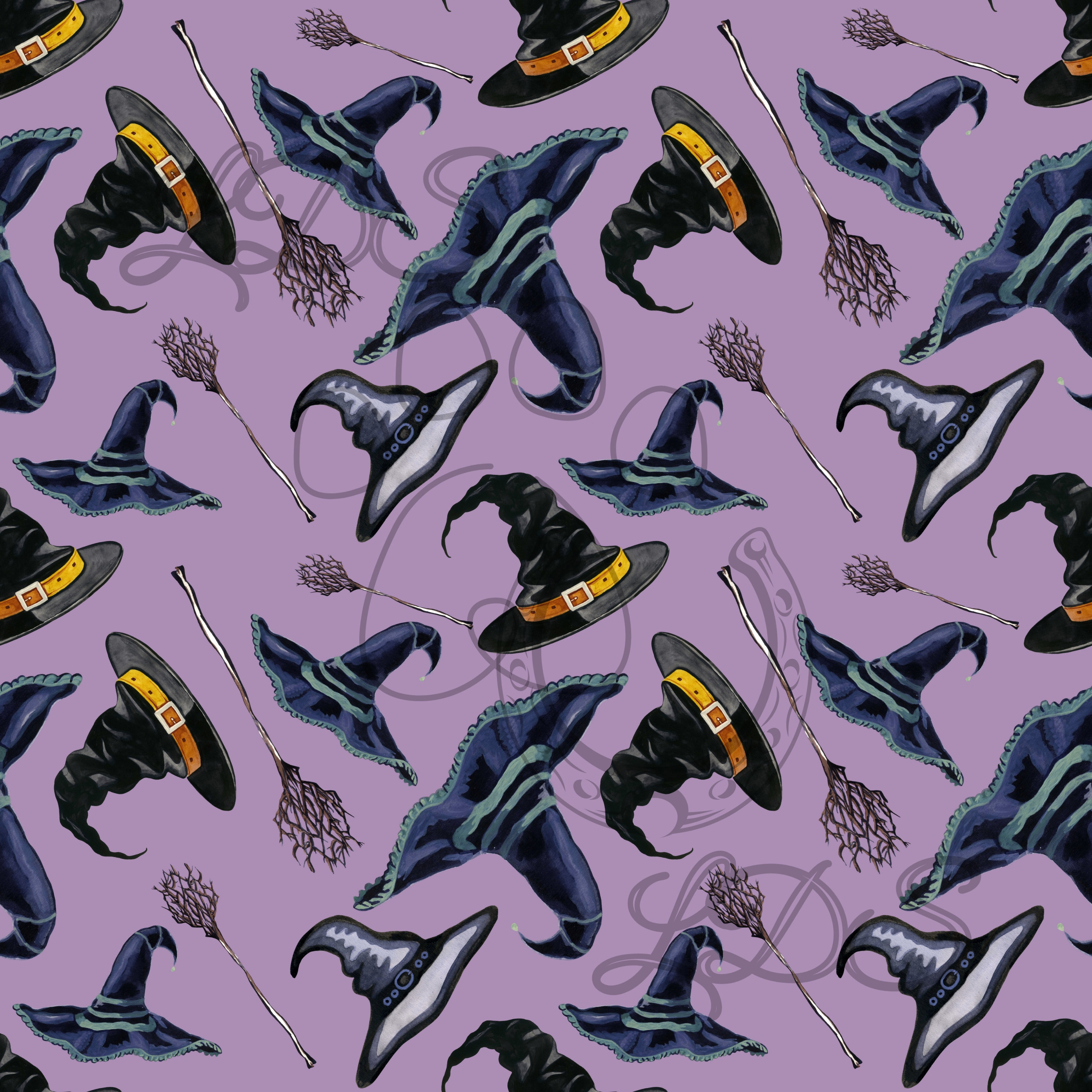 Silly Witch Pattern Seamless Pattern, Halloween Witch Pattern, Witch Broom Pattern ...