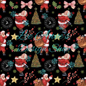 Seamless pattern, Christmas seamless, vintage Santa seamless, reindeer seamless, vintage Santa watercolor, vintage Christmas seamless