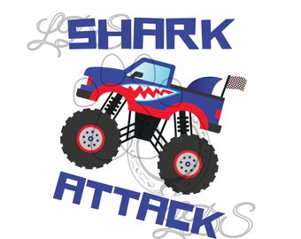 Monster truck sublimation, monster truck shark, monster truck printable,  boys, kids, shark truck, shark monster truck, monster truck png