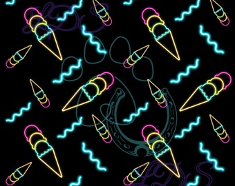 Seamless pattern, neon seamless, neon pattern, neon ice cream, ice cream pattern, ice cream seamless