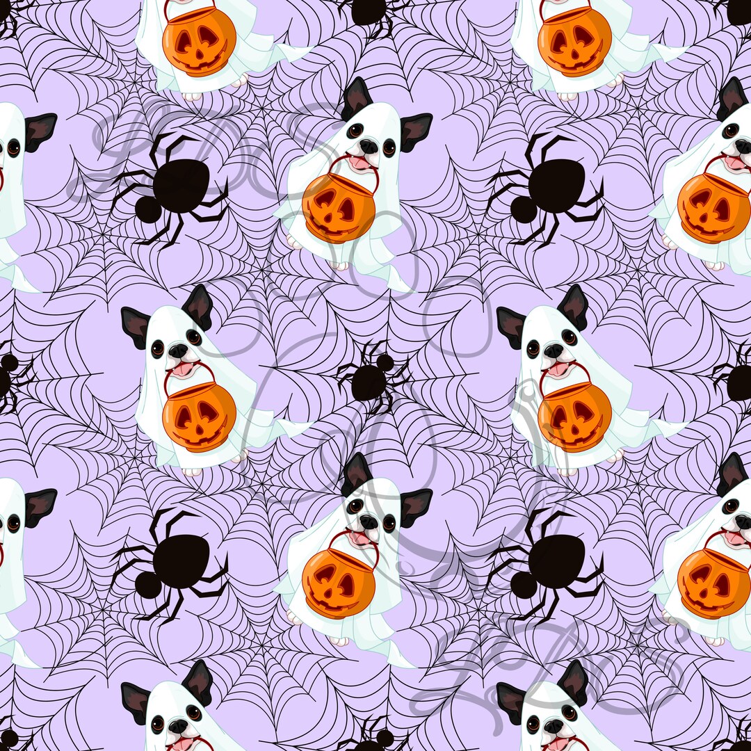 Seamless Pattern Dog Halloween Pattern Dog Halloween Etsy
