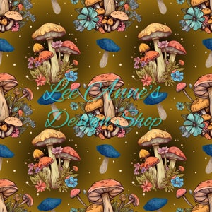 Seamless pattern, mushroom seamless, cottage core seamless