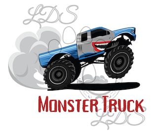 Monster truck sublimation, monster truck shark, monster truck printable,  boys, kids, shark truck, shark monster truck, monster truck png
