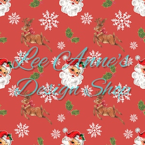 Seamless pattern, Christmas seamless, vintage Santa seamless, reindeer seamless, vintage Santa watercolor, vintage Christmas seamless