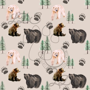 Seamless pattern, Bear pattern, Bear seamless, Forest seamless, outdoors pattern, hiking seamless, woods pattern, forest pattern