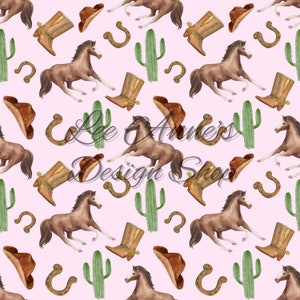 Naadloos patroon, westers naadloos patroon, paard naadloos, Cowboy naadloos, cactus naadloos, cowboy aquarel, westerse aquarel