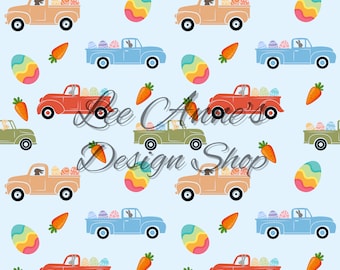 Seamless pattern, easter seamless, easter truck, truck seamless, bunny seamless, easter farm