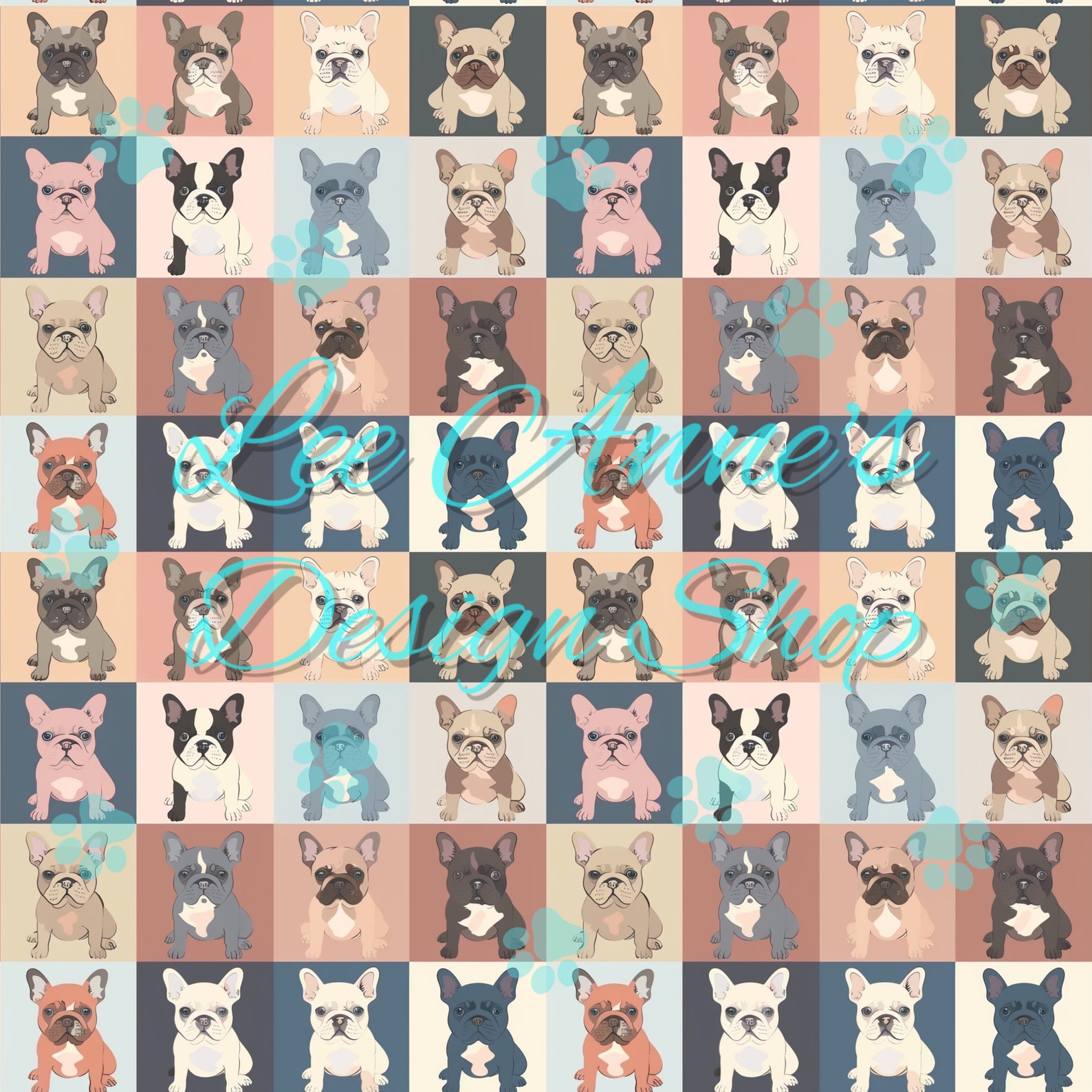 Seamless Pattern, Dogs Seamless Pattern, French Bulldog, Frenchie ...