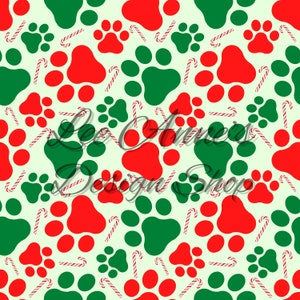 Nahtloses Muster, Weihnachtsmuster, Weihnachten nahtlos, Hund Weihnachten, Pfoten Weihnachten, Pfotenabdruck nahtlos,