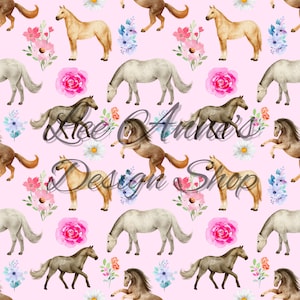 Seamless pattern, Horses seamless, Floral seamless, horse floral, horse floral seamless, watercolor horse
