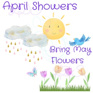 April showers bring May flowers, png, Spring, birds, flowers, blooms, butterfly, clipart, spring clipart