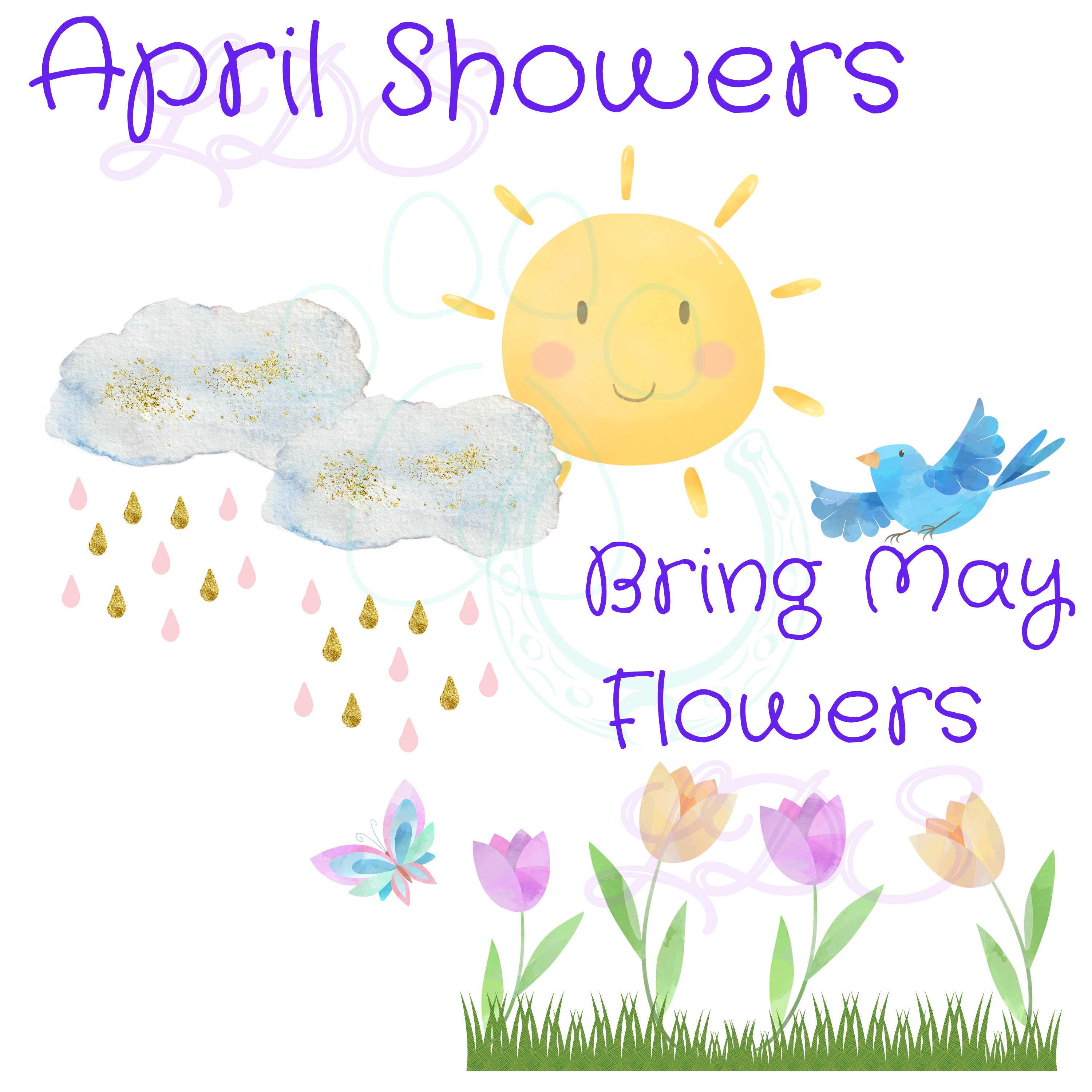 April Showers Bring May Flowers Png Spring Birds Flowers Etsy