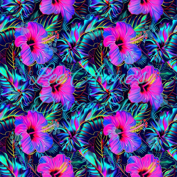 Society6 iPhone4/4S,5用 neon purple blue and pink flowers EvoArt - Apple iPhone 13 Pro Case MagSafe Compatible