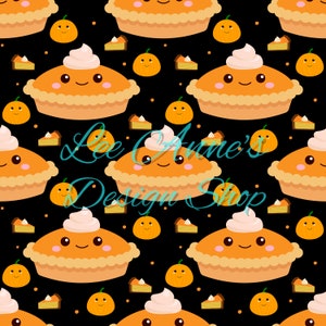 Seamless pattern, Pumpkin pie seamless, kawaii pumpkin seamless, autumn seamless, thanksgiving seamless