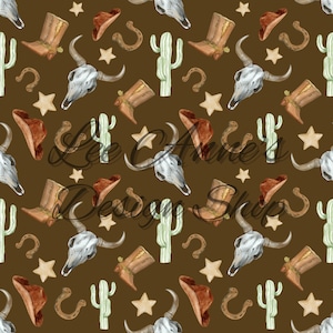 Seamless pattern, western seamless pattern, Cowboy seamless, cow skull, cactus seamless, cowboy watercolor, western watercolor