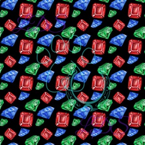 Puede incluir: Un patrón sin costuras con gemas rojas, azules y verdes sobre un fondo negro. Las gemas están dispuestas en un patrón repetitivo, creando un diseño visualmente atractivo.