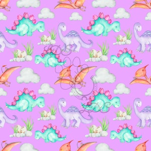 Seamless pattern, Dinosaur pink seamless, dinosaur pink pattern,  watercolor dinosaur, girly dinosaurs, girls, pink