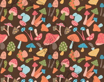 Seamless pattern, mushroom pattern, mushrooms seamless, mushrooms