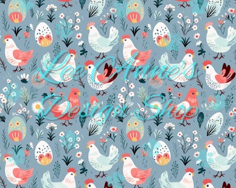 Seamless pattern, easter seamless, chickens seamless, chicks seamless, Easter eggs seamless, hens seamless, easter baby chicks