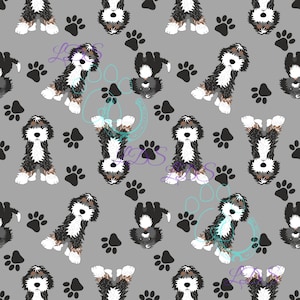 Seamless pattern, Bernedoodle, dogs, dog breeds pattern, doodle, pets
