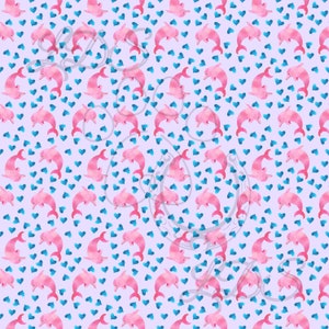 seamless pattern, dolphin pattern, watercolor dolphin, hearts, love, pink dolphins, girly dolphins