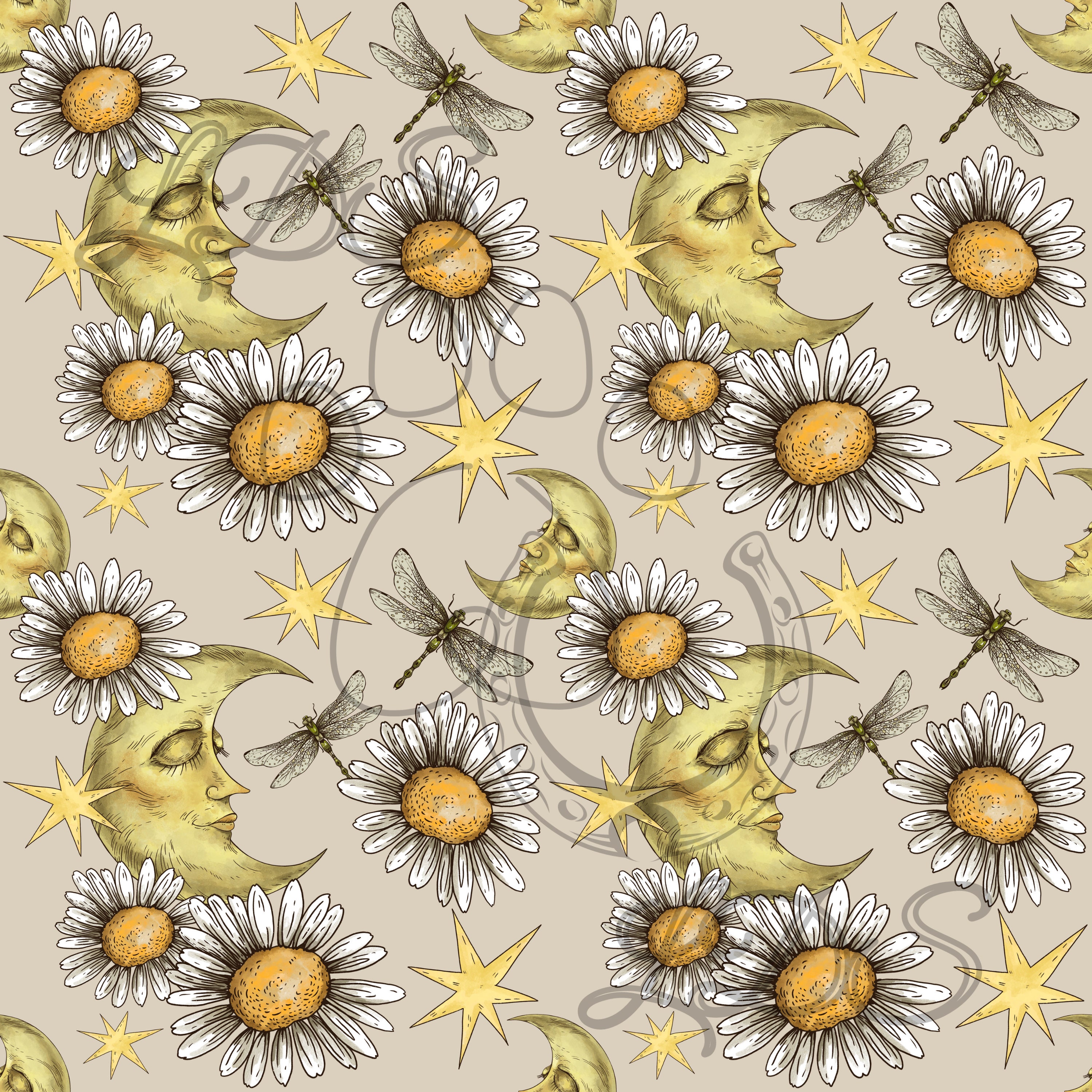 Moon Pattern Pretty Seamless Pattern, Moon Pattern, Moon Seamless, Moon Floral, Dragonfly ...