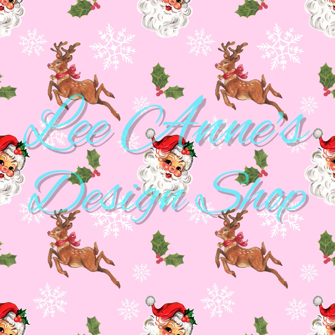 Seamless Pattern, Christmas Seamless, Vintage Santa Seamless, Reindeer ...