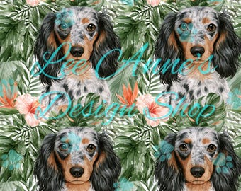 Seamless pattern, watercolor dachshund seamless, floral dachshund seamless, dachshund  pattern