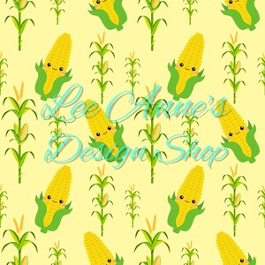 Seamless pattern, corn seamless, farm seamless, corn stalks, kawaii corn seamless