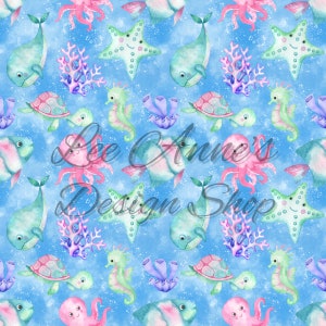 Motif sans couture, motif d’animaux océaniques, hippocampe sans couture, aquarelle hippocampe, vie marine, créatures marines, aquarelle de l’océan