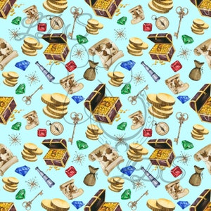 motif sans couture, coffre au trésor sans couture, trésor de pirate sans couture, coffre au trésor à l’aquarelle, motif de pirate, pirate, carte au trésor