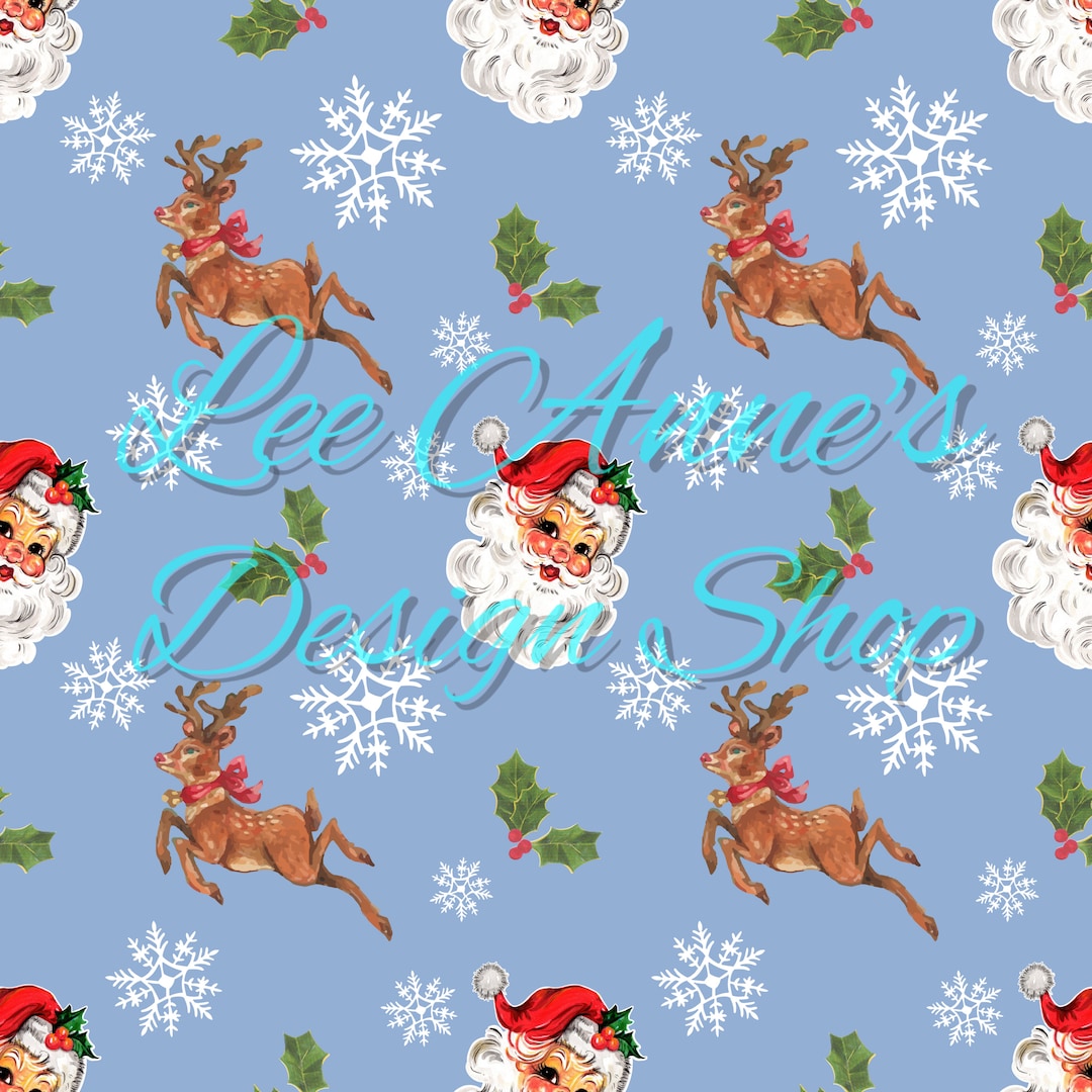 Seamless Pattern, Christmas Seamless, Vintage Santa Seamless, Reindeer ...