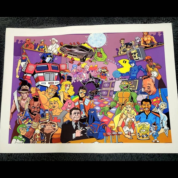 80's Pop Culture Icons Party Art Canvas  Poster (Sz. 30.5"x 22.5") Print Only!!