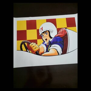 RACER X & SPEED RACER & THE MACH 5 ORIGINAL COMIC COLOR ART 3 ON CARD STOCK