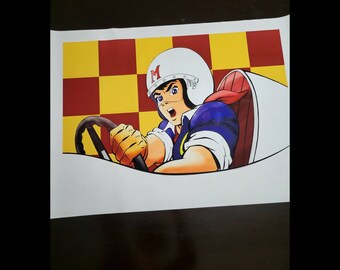 Speed Racer Mach Five Racing Canvas Art Poster (Sz. 30.5"x 22.5") Print Only!