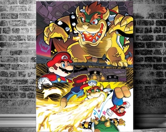 Super Mario Bros King Bowser Fight Art Poster (Sz. 27.5"x 19.5") Print Only!