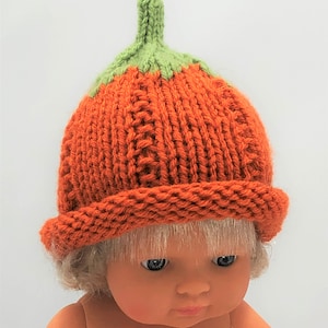 Pumpkin Hat FOUR COLORS Fall Autumn Pumpkin Baby Doll Hat Roll Hem Miniland Minikane 12 in or 15 in