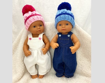 Monos para bebé niña, monos de mezclilla con gorros a juego, monos blancos, monos azules